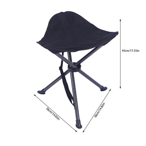 Chaise pliante de camping d'extérieur et tabouret de pêche portable, conception compacte à trois pieds, utilisation domestique, livraison directe d'usine, expédition immédiate - Product Image 1
