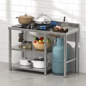 Stainless Steel Embedded Gas Stove Bench Shelf Kitchen Shelf