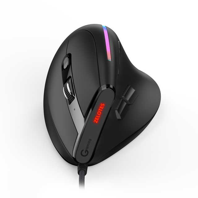 ZELOTES T-50 Wired Vertical Mouse RGB Game Photoelectric Mouse 9 - Keys Vertical Ergonomic Gaming Mouse for Computer Laptop