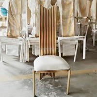 Chaises de banquet haut de gamme en acier inoxydable doré, forme spéciale, pour mariage, vente en gros