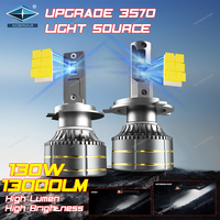 Nouvelle ampoule de phare LED 12V 6000K 130W H1/H3/H4/H7/H11/9005/9006/9012 CSP pour véhicules automobiles