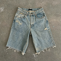 EIDEO OEM ODM Short en jean personnalisé, style gothique punk, coupe ample, délavé, bords bruts, streetwear pour hommes
