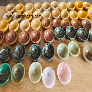 Par de Cuencos Ovalados de Aventurina Verde Pulida, Tallados a Mano, de 2 Pulgadas, Decoración Feng Shui para el Hogar - Product Image 3