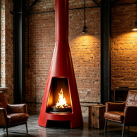 Cheminée au bois sur mesure, design unique, en métal, pour hôtels, à poser au sol