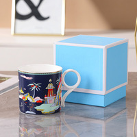 Tasse à thé en porcelaine fine de luxe 300 ml avec impression florale, coffret cadeau, logo personnalisé, mug à café en céramique personnalisable