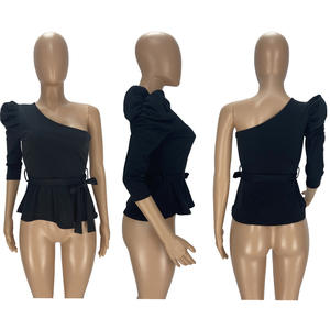 Abbigliamento donna <span class=keywords><strong>monospalla</strong></span> alla moda estivo in tinta unita <span class=keywords><strong>top</strong></span> a manica singola <span class=keywords><strong>top</strong></span> da donna alla moda - Product Image 4