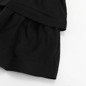 <span class=keywords><strong>Vestido</strong></span> Corto <span class=keywords><strong>Negro</strong></span> de Algodón con <span class=keywords><strong>Cuello</strong></span> en V, Cierre Trasero, Volantes en Capas y Manga Larga para Mujer - Product Image 6