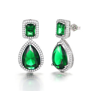 Pendientes de Gota de Esmeralda Laoyuhall, Colgante Geométrico Verde, Joyería de Aleación para Mujer, Pendientes de Moda para Fiesta con Engaste de Garra - Product Image 4