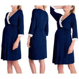 Pregnant <strong>Woman</strong> <strong>Pajamas</strong> <strong>Large</strong> <strong>Sized</strong> Pull Over Nightgown Lace Sleepwear Three Quarter Sleeve Short Sleeve Dress <strong>Pajama</strong> Robes - Product Image 3