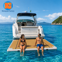 Plateforme gonflable en PVC en forme de C, île flottante, ponton de loisirs, quai pour yacht, plateforme gonflable personnalisée pour bateau