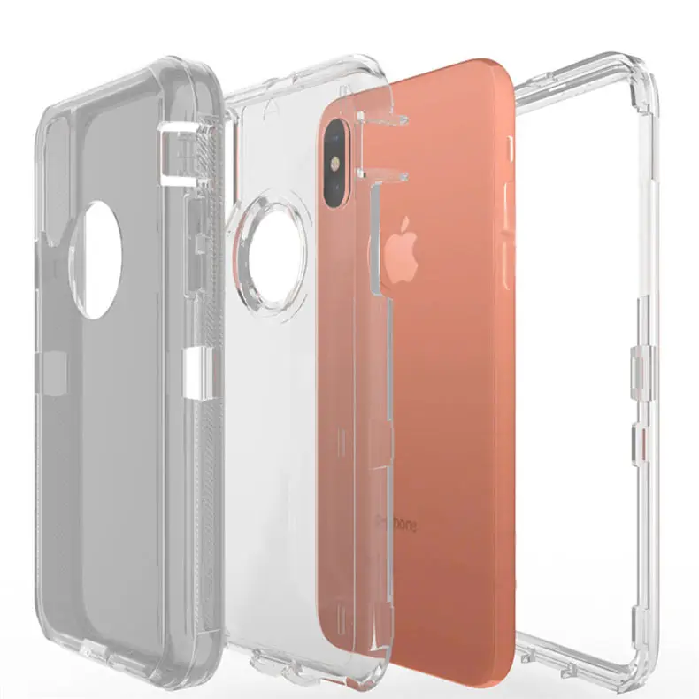 Defender Heavy Duty Transparent Clear Mobile Phone Case Bags for iPhone 13 Pro max Shockproof Armor 3 in 1 Phone Case Cover