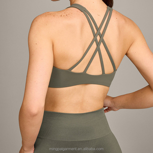 Ensembles de sport deux pièces sans coutures personnalisés pour femmes, avec leggings taille haute et débardeur à bretelles croisées, pour le fitness et la gym, grandes tailles - Product Image 2