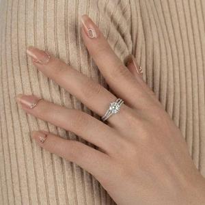 Premium Moissanite <b>Diamond</b> <b>Ring</b> 925 Sterling Silver Brilliant Cut Lab Grown <b>Diamond</b> Wedding Jewelry - Product Image 1