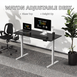 Bureau debout convertible Wayon moderne à manivelle en verre trempé pour étudiants, montage facile, hauteur réglable ergonomique pour l'étude - Product Image 2