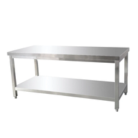 Table de préparation en acier inoxydable robuste, résistante à la corrosion, avec étagère et pare-éclaboussures, pour cuisine de restaurant, capacité de charge de 300 kg/m