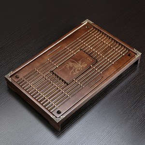 Bandeja de té con drenaje y almacenamiento de agua para juego de té Kung Fu, diseño plano, material de madera LX4328 - Product Image 1