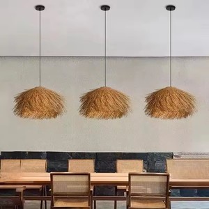 <span class=keywords><strong>Lampadario</strong></span> Retrò in Rattan a Forma di <span class=keywords><strong>Cappello</strong></span> di Paglia, Lampada a Sospensione per Sala da Pranzo, Soggiorno, Illuminazione Domestica, Paralume in Rattan - Product Image 3