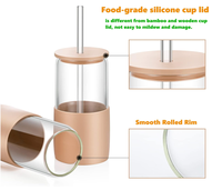 Gobelet en verre de 16 oz pour café glacé, tasse de voyage en verre, gobelet isotherme avec paille et couvercle, compatible micro-ondes et lave-vaisselle
