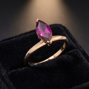 Women's Gold Plated Alloy Princess Cut Amethyst Prong Setting Trendy Classic Certified Engagement Gemstone Ring April Birthstone - Product Image 4