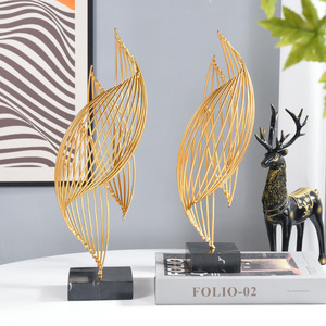 Aksesori dekorasi rumah tangga logam emas mewah untuk ornamen ruang tamu modern artikel dengan dasar marmer alami - Product Image 4