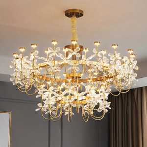 Lámpara de Araña de Cristal de Lujo, LED, Base Redonda para Bombilla E27, 3 Años de Garantía, Modelo Diamante Flor para Sala de Estar, Villa o Habitación Principal - Product Image 4