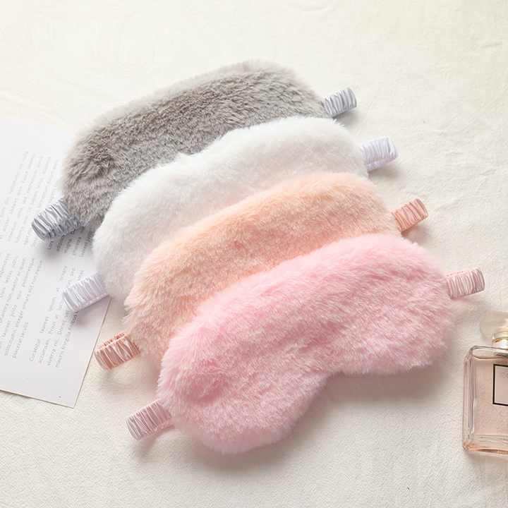 Imitate Rabbit Hair Sleeping Blindfold Soft Silk Satin Furry Sleeping ...