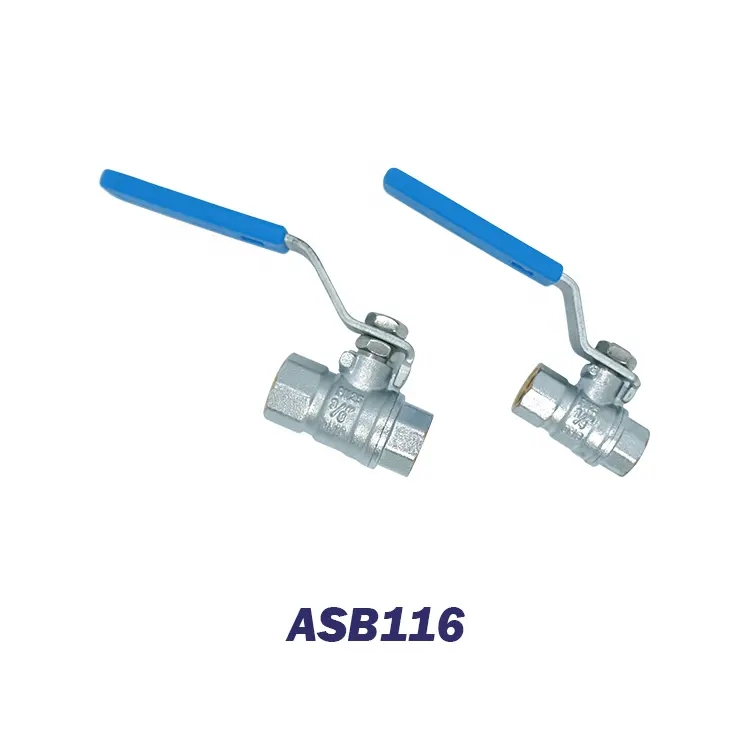 1/4" 3/8" Water Control Valve Double Female Thread Long Blue Level Handle Brass Ball Valves