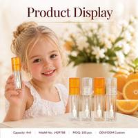 ISMAN Vente en gros de contenants transparents ronds pour gloss à lèvres de 4 ml, couleur orange, avec un grand pinceau triangulaire, tube pour gloss à lèvres, emballage personnalisé avec logo