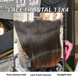 Extensions de cheveux humains 13x4 pour femmes, avec fermeture frontale en dentelle transparente, raides, de l'oreille à l'oreille, 4x4/5x5/6x6, 8-10 pouces, postiche droit - Product Image 6