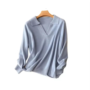 <span class=keywords><strong>Maglione</strong></span> <span class=keywords><strong>POLO</strong></span> con Scollo a V in Puro Cashmere Mongolo, Camicia in Cashmere per <span class=keywords><strong>Donna</strong></span>, <span class=keywords><strong>Maglione</strong></span> Invernale del Produttore - Product Image 1