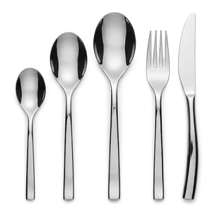 Ensemble de couverts en acier inoxydable avec finition polie miroir, parfait pour la vaisselle de mariage et une utilisation élégante à table. - Product Image 1