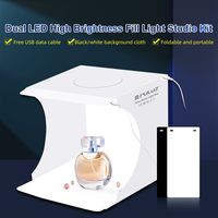 Prix d'usine PULUZ avec 2 panneaux LED, mini studio photo pliable, fond noir et blanc, kit de studio photo 1100LM