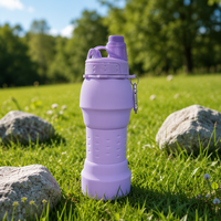 Gourde souple de sport et de voyage de 600 ml, sans BPA, pliable en silicone, bouteille pliable à boire directement, compatible lave-vaisselle, pour le camping