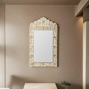 High Demand Bone Inlay Handmade <b>Lightweight</b> Wedding <b>Mirror</b> Statement Piece for Modern Hallways Foyers Home Decor India Premium - Product Image 1