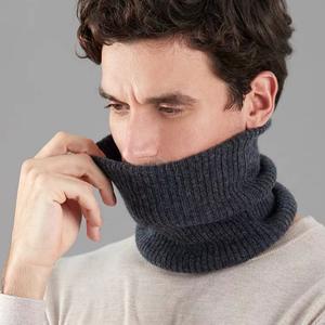 Écharpe cache-cou en tricot côtelé uni <span class=keywords><strong>noir</strong></span> gris marron doux et chaud pour hommes femmes dames en cachemire 100% laine mérinos - Product Image 1