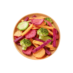 Légumes et fruits frits sous vide, chips de fruits et légumes séchés mélangés, snacks : radis, brocoli, patate douce violette, carotte - Product Image 1