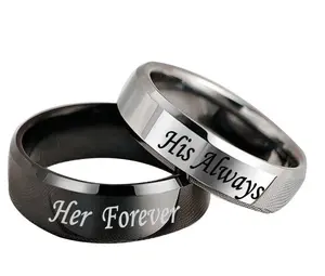 له دائما لها إلى الأبد زوجين خاتم التيتانيوم الصلب خاتم وعد زوج خاتم