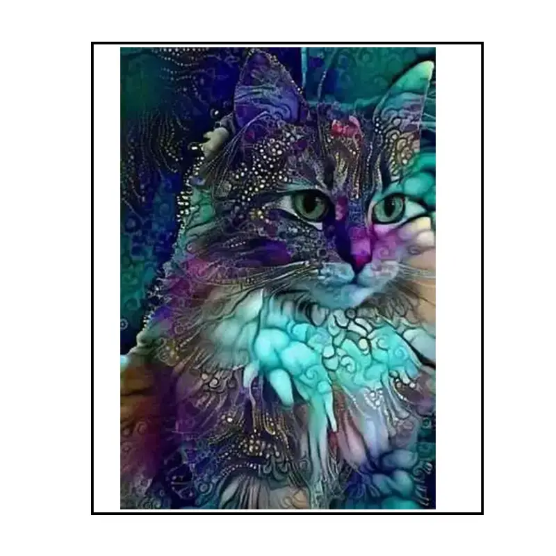 Wholesale 5D Diamond Painting New Products colorful Animals picture Diamond arts cat Embroidery DIY Cross Stitch Home Decor gift