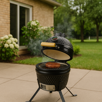 Barbecue au charbon de bois en céramique de 13 pouces, moderne et luxueux, avec revêtement en poudre, grille de cuisson chromée, hauteur réglable