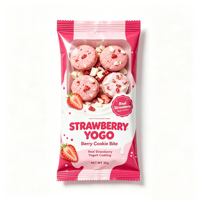 Sachet d'emballage personnalisé avec logo, qualité alimentaire, à fermeture arrière, pour barres énergétiques, barres protéinées, biscuits, bonbons, fruits secs
