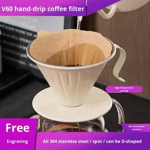Cafetera de Goteo de Acero Inoxidable, Filtro Cónico en Forma de V Reutilizable, Accesorio de Preparación de Café de Goteo Lento con Mango para el Hogar o Cafetería - Product Image 2
