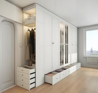 Meubles de chambre à coucher en bois mélaminé de luxe moderne sur mesure, système de dressing intégré, appartement, hôtel