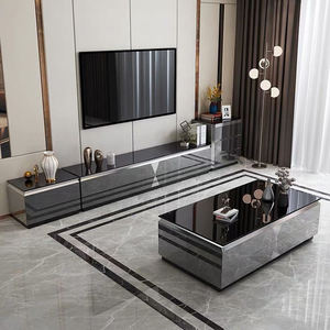 Set di Mobili Moderni e Durevoli per Soggiorno di Lusso con Tavolino <span class=keywords><strong>in</strong></span> Vetro e Mobile TV con Struttura <span class=keywords><strong>in</strong></span> Metallo - Product Image 4