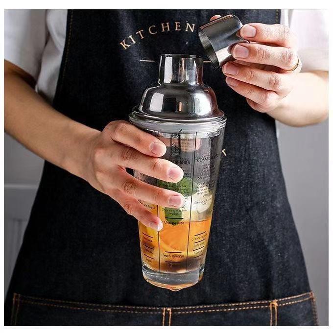 Glass shaker set scale with recipe three-stage shaker cocktail tool hand shaker