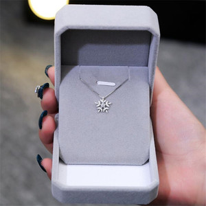 S925 temperamen grosir kalung Zircon Serpihan salju perak murni untuk perhiasan 2025 - Product Image 3