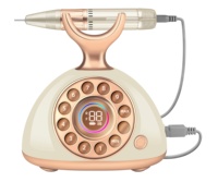 Kit de manucure portable pour salon et maison, lime à ongles électrique tout-en-un de style rétro vintage type téléphone, commande tactile, faible bruit