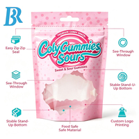 Pochette à fermeture éclair personnalisée, sachet en plastique refermable pour bonbons gélifiés, emballage alimentaire avec fenêtre, sachet à collation de qualité alimentaire