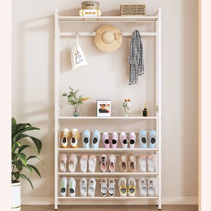 Home Multifunctional Storage <b>Shoe</b> Clothing and Hat Rack Integrated Floor Standing Storage Bedroom Hanging Shoemaker Organizer - Product Image 1