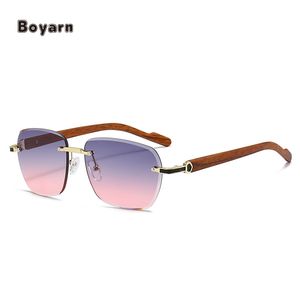 ボヤーン卸売女性高級サングラスファッションカラーレンズキーリムレスサングラス - Product Image 4