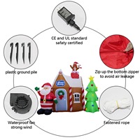 Père Noël et maison de Noël gonflables lumineux avec éclairage LED, décorations de Noël pour la cour et les centres commerciaux